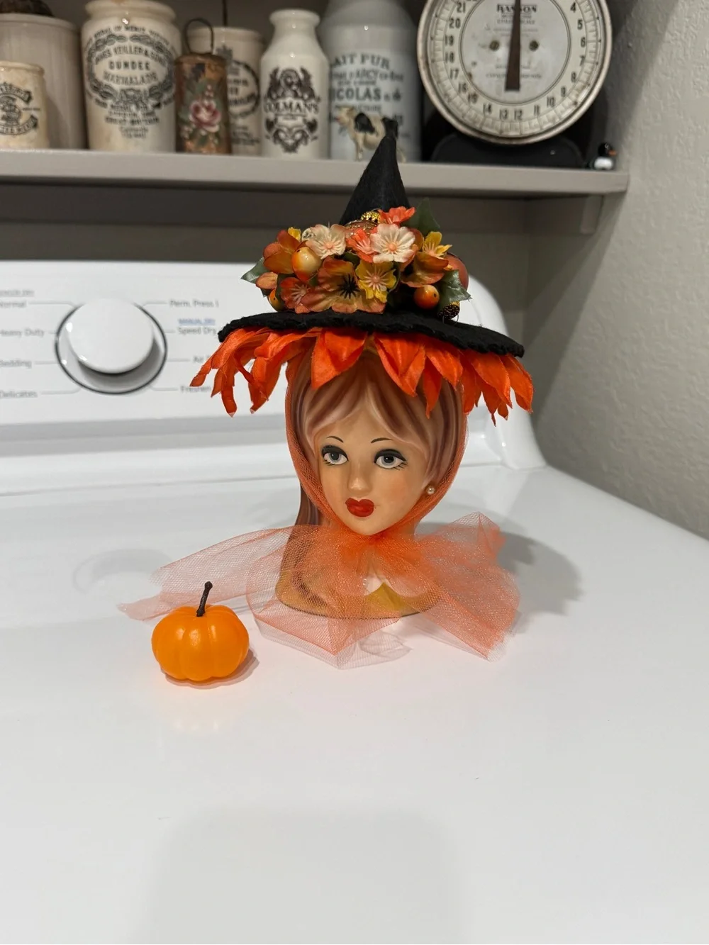 OOAK Fall Teen Witch Head Vase made by Me!